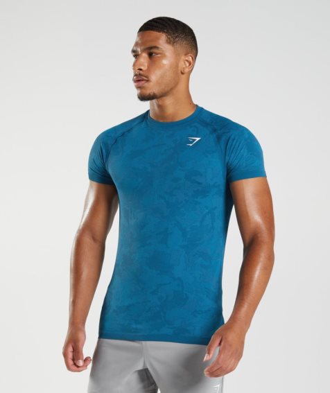 Camiseta Gymshark Geo Seamless Hombre Azules | MX 789NYA